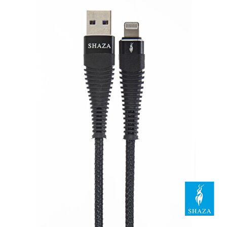 SHAZA Apple iPhone Lightning 5A 100 W Örgülü Hızlı Şarj ve Data Kablosu 2 Metre