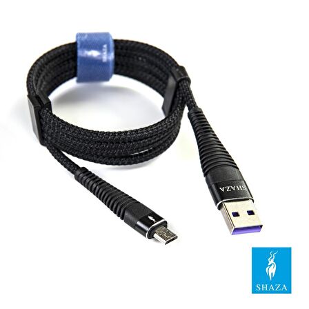 SHAZA USB MİCRO 5A 100W Örgülü Hızlı Şarj ve Data Kablosu 2 Metre