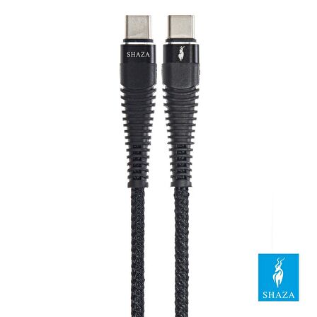 SHAZA TYPE-C TO TYPE-C PD 5A 100W Örgülü Hızlı Şarj ve Data Kablosu 3 Metre
