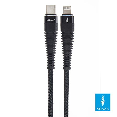 SHAZA Apple iPhone Lightning To TYPE-C PD 5A 100W Örgülü Hızlı Şarj ve Data Kablosu 3 Metre
