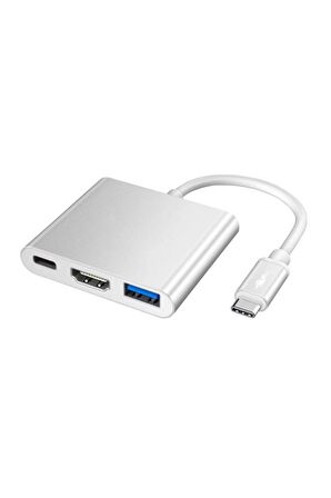 Shaza 3in1 Type-C To HDMI Hub Port Adaptör PD USB 3.0 4K HDMI Çıkışlı