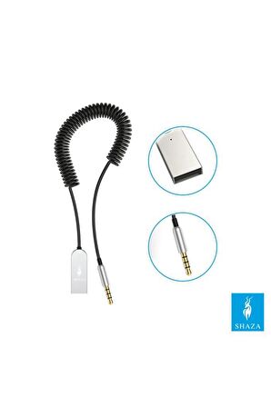 SHAZA USB Wireless Bluetooth Araç Kiti Hifi Stereo Ses Alıcısı Aux 3.5mm Jack Adaptörü Bluetooth 5.0