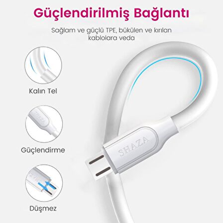 Shaza USB Lightning 2.4A Hızlı Şarj ve Data Kablosu 1M