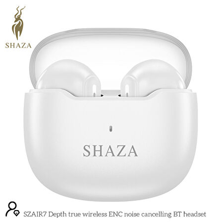 SHAZA Air7 Gürültü Azaltma ENC 4 Mikrofonlu Bluetooth 5.3 TWS Kulaklık Beyaz