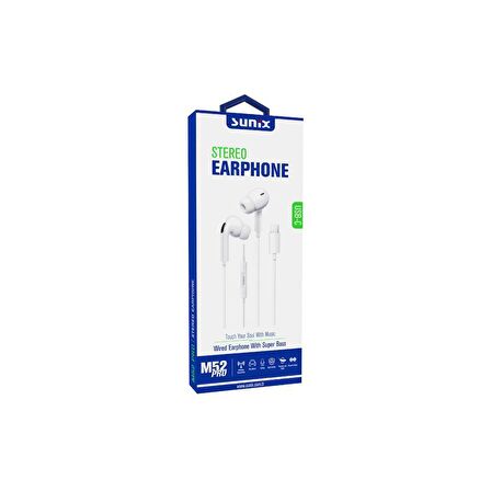 Sunix Streo Süper Bass Silikonlu Bluetooth Bağlantılı Type-C Kulak İçi Kulaklık M-52