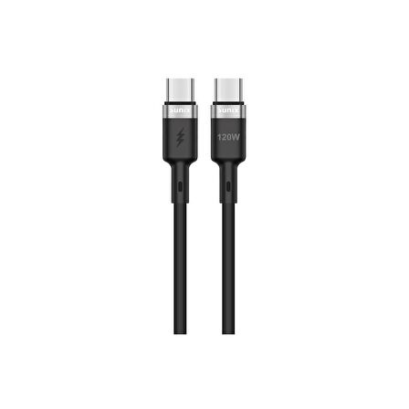 Sunix 120W USB-C / Type-C Şarj ve Data Kablosu Siyah SC-120