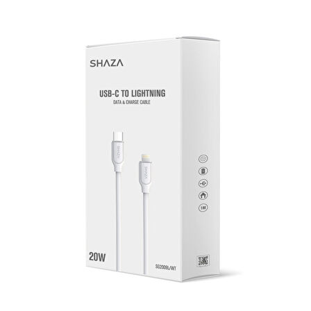 Shaza USB C- Lightning 1M 27W Destekli Şarj ve Data Kablosu SG2002L/WT