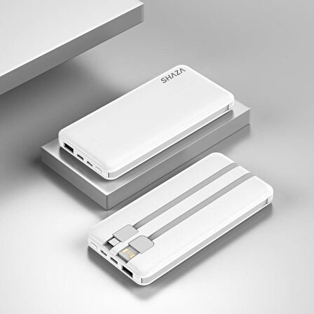 Shaza 4in1 10000 mAh Hızlı Şarj Powerbank Beyaz 