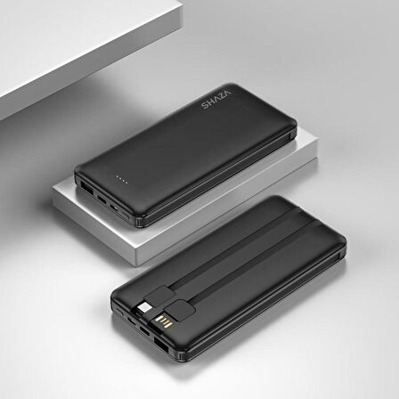 Shaza 4in1 10000 mAh Hızlı Şarj Powerbank Siyah 