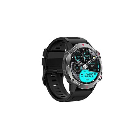 Sunix Smart Watch 1.43" Amoled HD Ekran 410 Mah Pil Ömürlü Akıllı Saat Siyah