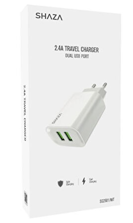 SHAZA 2.4A Seyahat Şarj Adaptörü- Beyaz
