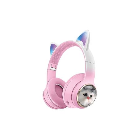 Sunix Wireless 5.3 Stereo Kedili Kulak Üstü Bluetooth Kulaklık Pembe BLT-45