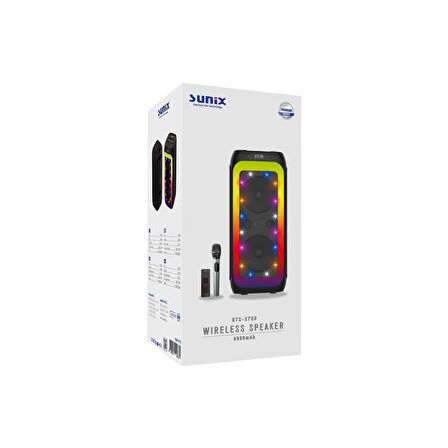 Sunix 80W 6000 Mah Çift Mikrofonlu Ledli Bluetooth Hoparlör BTS-X700