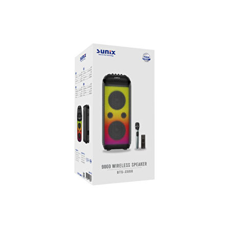 Sunix 120W 9000 Mah Su Geçirmez Çift Mikrofonlu Bluetooth Hoparlör BTS-X800