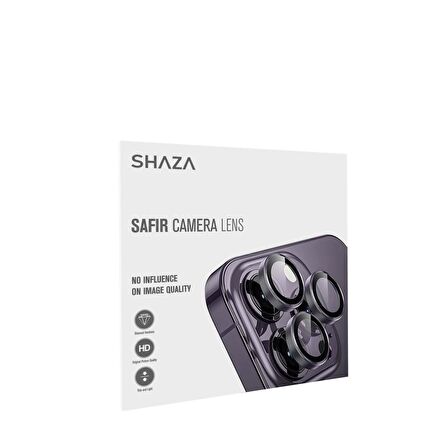 SHAZA Iphone 15 Pro / 15 Pro Max İle Uyumlu Darbeye Dayanıklı Mekanizmalı Safir Kamera Lens Koruyucu Siyah