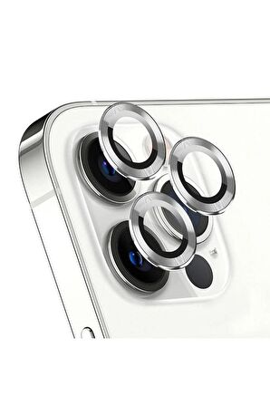 SHAZA Iphone 14 Pro / 14 Pro Max İle Uyumlu Darbeye Dayanıklı Mekanizmalı Safir Kamera Lens Koruyucu Beyaz