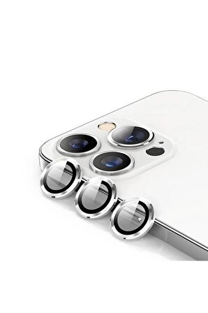 SHAZA Iphone 14 Pro / 14 Pro Max İle Uyumlu Darbeye Dayanıklı Mekanizmalı Safir Kamera Lens Koruyucu Beyaz