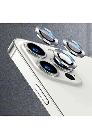 SHAZA Iphone 14 Pro / 14 Pro Max İle Uyumlu Darbeye Dayanıklı Mekanizmalı Safir Kamera Lens Koruyucu Beyaz