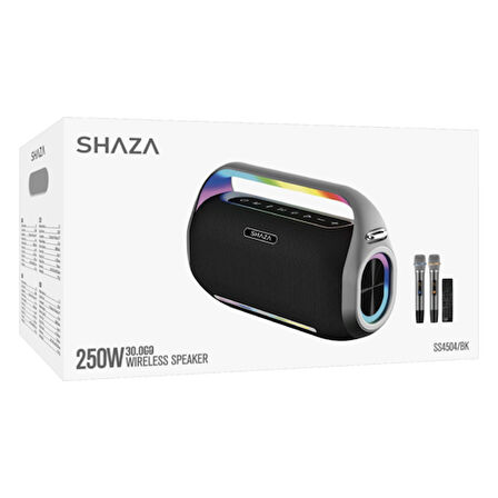 SHAZA TAŞINABİLİR BLUETOOTH MİKROFON 250W HOPARLÖR