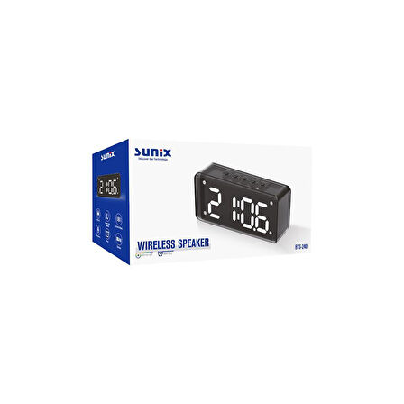 Sunix 6W 1800 Mah Led Işıklı Çalar Saat Bluetooth Hoparlör BTS-240