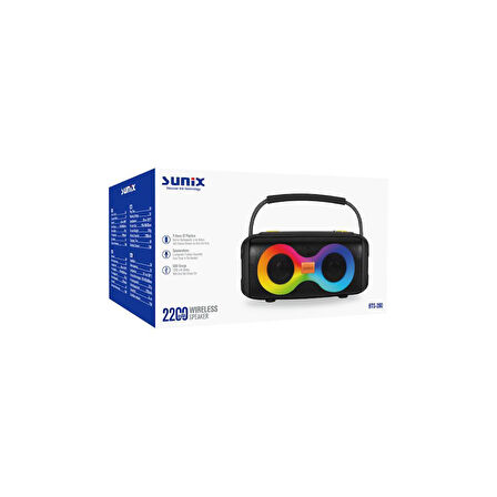 Sunix 2200 Mah 10W Ledli Taşınabilir Bluetooth Hoparlör Siyah BTS-260
