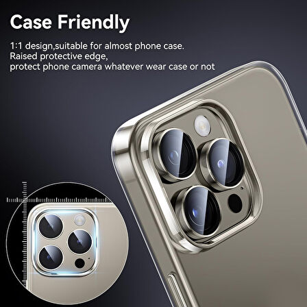 Shaza iPhone 16 Pro / iPhone 16 Pro Max Safir Kamera Lens Koruyucu 3lü Set