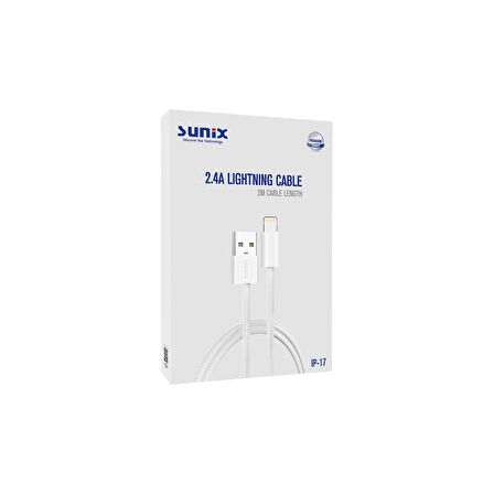 Sunix 2.4A USB Lightning Örgülü Hızlı Şarj ve Data Kablosu 2 metre IP-17