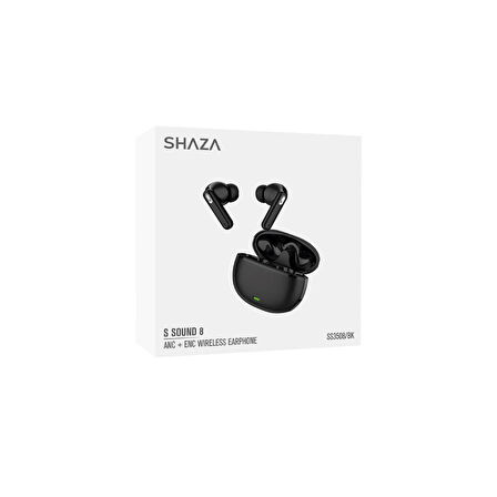 SHAZA S SOUND 8 Gürültü Azaltma Enc 4 Mikrofonlu Bluetooth 5.3 Tws Kulaklık Siyah