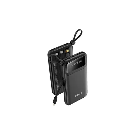 Sunix Pb 120 10.000 Mah Dijital Göstergeli Kendinden Kablolu Powerbank Siyah