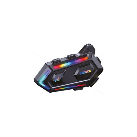 Sunix IPX6 Su Geçirmez 1000 Mah RGB Led Efektli  Intercom Motosiklet Kask Kulaklığı NTR-102