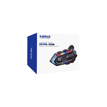 Sunix IPX6 Su Geçirmez 1000 Mah RGB Led Efektli  Intercom Motosiklet Kask Kulaklığı NTR-102