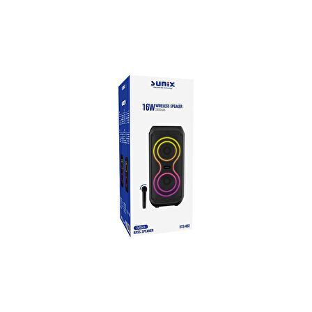 Sunix 16W 2400 Mah 2x4 İnç Bass Mikrofonlu Bluetooth Hoparlör BTS-460 