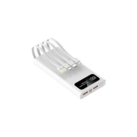 Sunix 12.000 Mah 22.5W Kendinden Kablolu Süper Hızlı Powerbank Beyaz PB-88