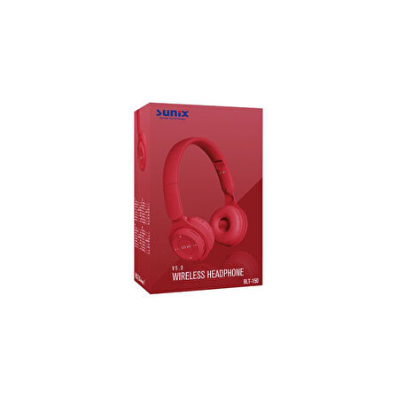 Sunix 120 Saat Bekleme Süreli V5.0 Kulak Üstü Bluetooth Kulaklık Kırmızı BLT-150