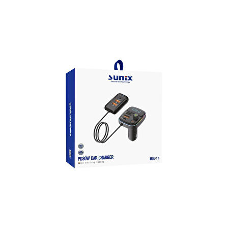 Sunix PD 30W Şarj ve RGB Led Işıklı Araç Modülatörü MDL-17