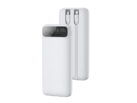 Factor-M 10.000 Mah Kendinden Kablolu Taşınabilir Şarj Cihazı- Beyaz