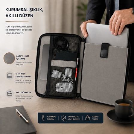 XYZ 3in1 Serisi XYZ141 13,14 inch Uyumlu Tablet, Laptop El ve Omuz Çantası - Lacivert
