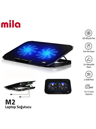 Classone Mila Serisi - M2 - 13-17 inch - Mavi Led,2 Fan,2 USB Gaming Notebook Soğutucu Standı