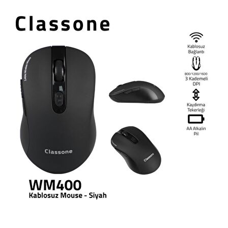 Classone WM400 Serisi Kablosuz Mouse Siyah