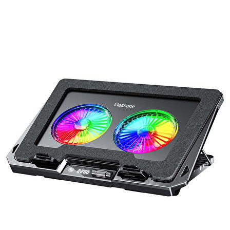 GT102 Gaming Laptop Soğutucu 2200rpm Rgb Işıklı Led Display Notebook Soğutucu Stand