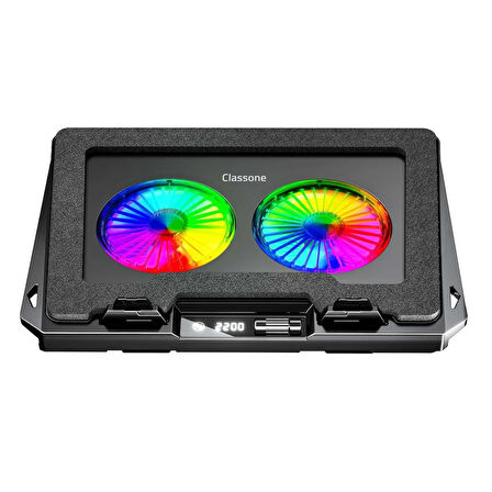 GT102 Gaming Laptop Soğutucu 2200rpm Rgb Işıklı Led Display Notebook Soğutucu Stand