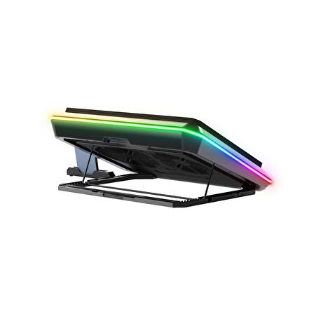 Classone Gaming GT200 Laptop Soğutucu Notebook Stand,10 RGB ışık kontrolü , 15.6 -17 inch , Hız kontrolü , 2 Büyük fan ,Telefon standı, 2 USB