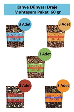Kahve Dünyası DRAJE MUHTEŞEM PAKET 60 GR x 15 Adet 