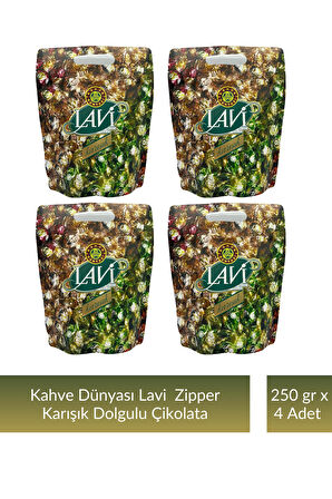 Kahve Dünyası Zıpper Lavi Karışık Çikolata 250 gr x 4 Adet