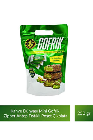 Kahve Dünyası Mini Gofrik Zipper Antep Fıstıklı Gofrik Poşet Çikolata 250 gr