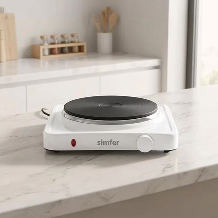 Simfer Hp1500w Beyaz Hot Plate Tek Gözü Elektrikli Ocak (Çift Emniyetli Termostat , 1500W Krom Çember)