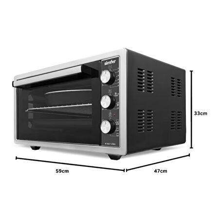 Simfer 4503 İnox Gri 45 LT Turbo Fan Mini/Midi Fırın - 6 Fonksiyon,Yoğurt Yapma, Buz Çözme & İç Aydınlatma