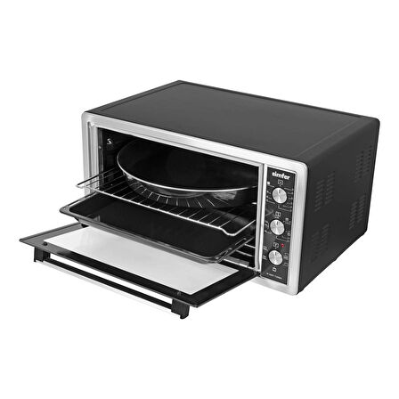 Simfer 4507 İnox Gri 45 LT Turbo Fan Mini/Midi Fırın - 6 Fonksiyon, Pop-Up Düğme, Yoğurt Yapma & Buz Çözme