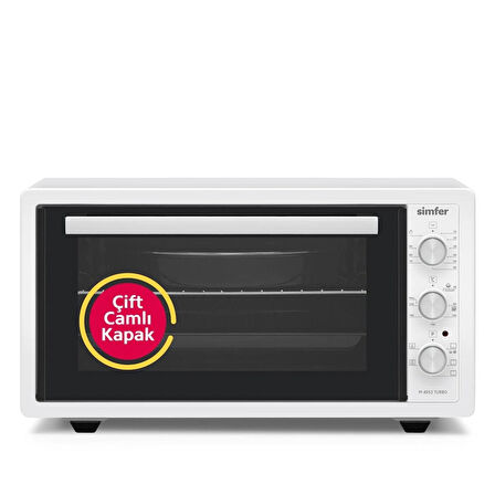 Simfer 4552 Beyaz 45 LT Turbo Fan Mini/Midi Fırın - 6 Fonksiyon,Yoğurt Yapma, Buz Çözme & İç Aydınlatma