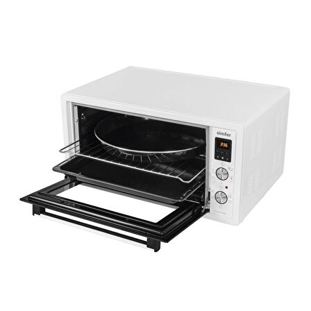 Simfer 4558 Beyaz 45 LT Turbo Fan Mini/Midi Fırın -  6 Fonksiyon, Dijital Ekran, Pop-Up Düğme,Yoğurt Yapma